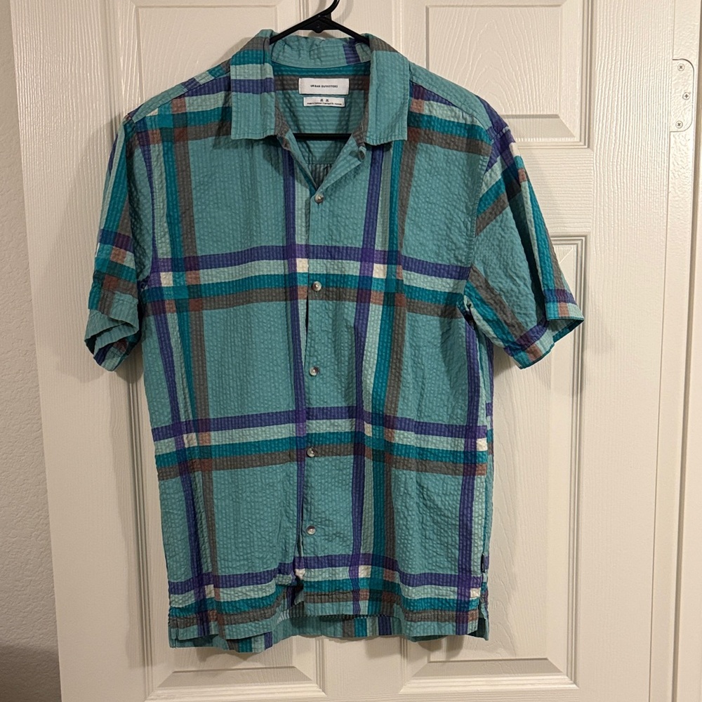 Urban Outfitters Men's Teal Plaid Shirt